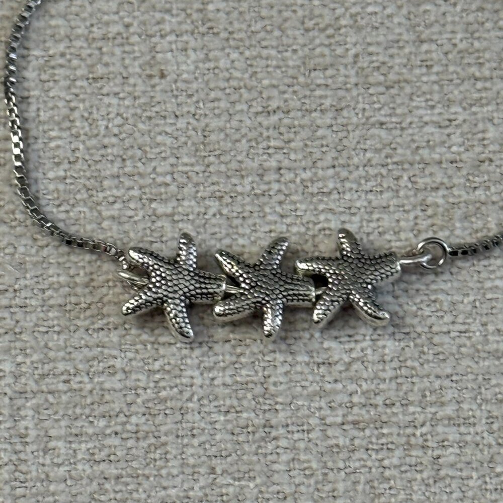 Adjustable Slider Bracelet Silver Starfish - Picture 5 of 6